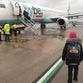 Fred walks up to the FlyBe plane, An End-of-Year Trip to Spreyton, Devon - 29th December 2017