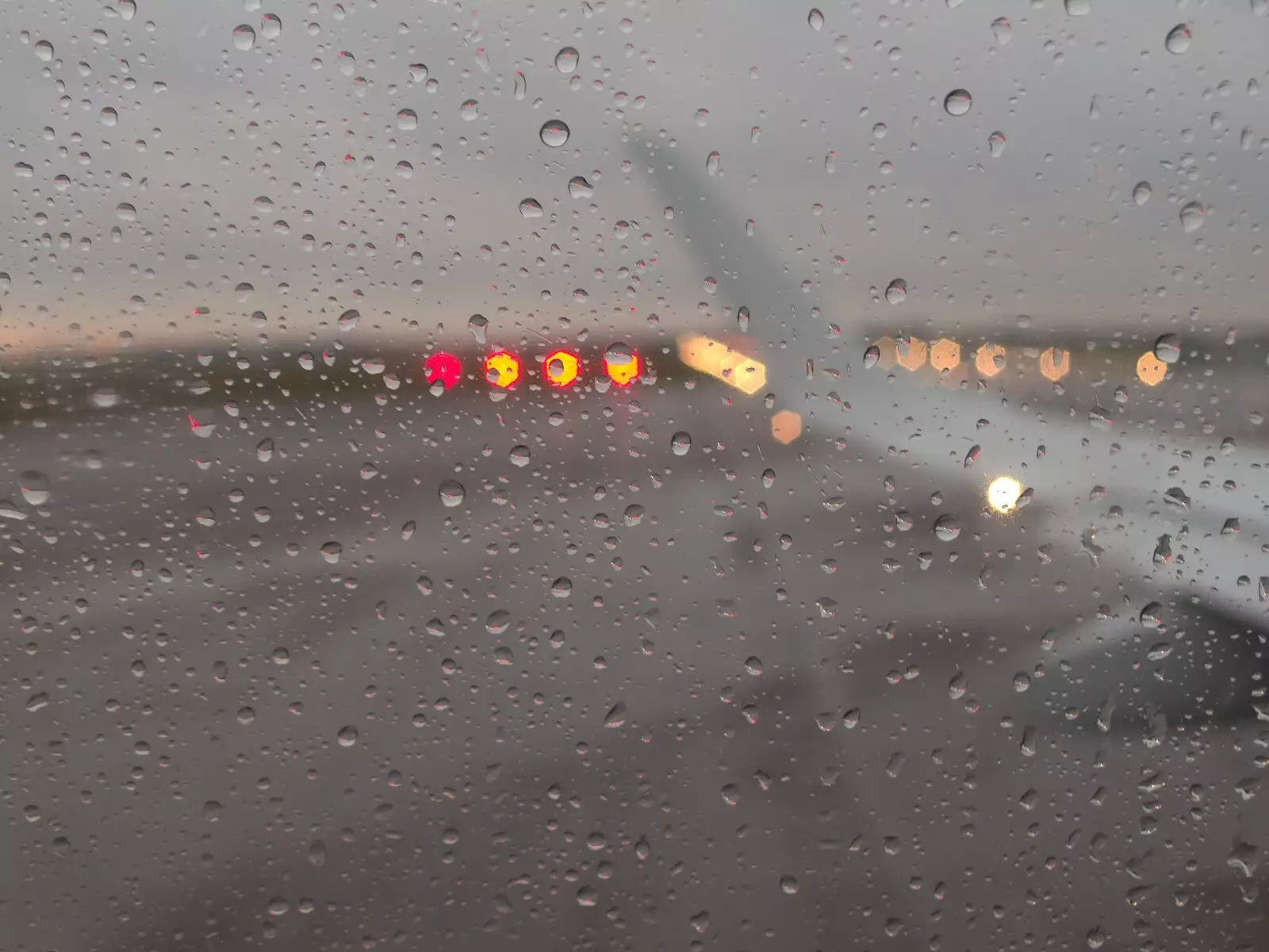 Runway lights through a rainy window, from An End-of-Year Trip to Spreyton, Devon - 29th December 2017