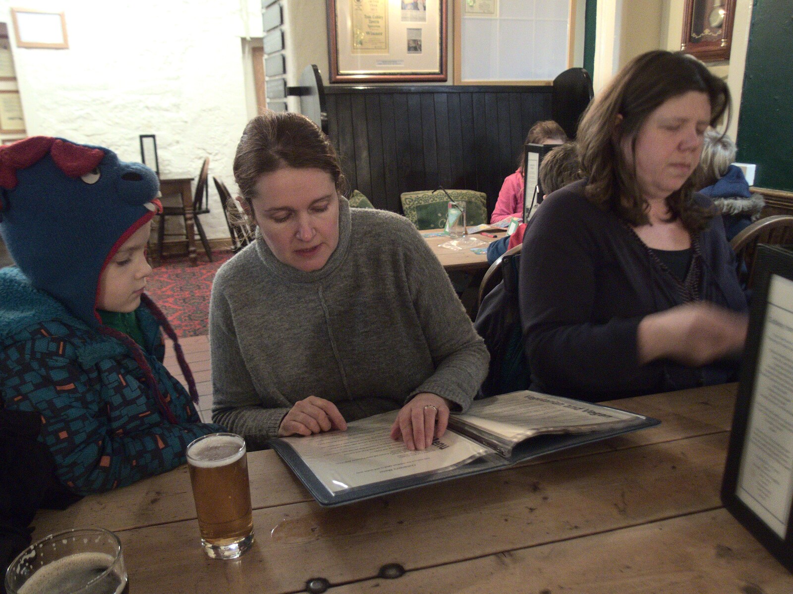 Isobel reads the menu to Harry from An End-of-Year Trip to Spreyton, Devon - 29th December 2017