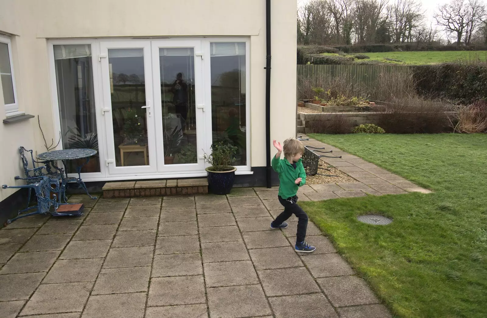 Harry does some (quite convincing-looking) Karate-style 'moves', from An End-of-Year Trip to Spreyton, Devon - 29th December 2017