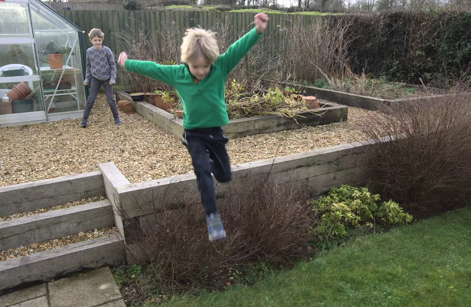 Harry jumps off the sleeper wall, from An End-of-Year Trip to Spreyton, Devon - 29th December 2017