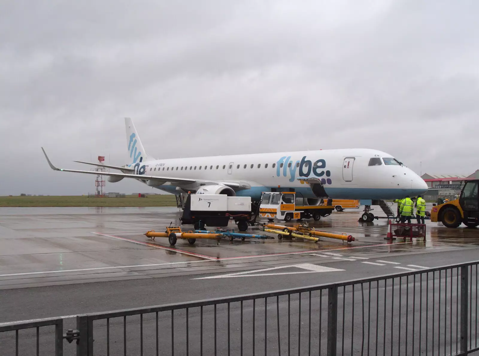 Our FlyBe jet on the apron at Norwich, from Killerton House, Broadclyst, Devon - 30th December 2017