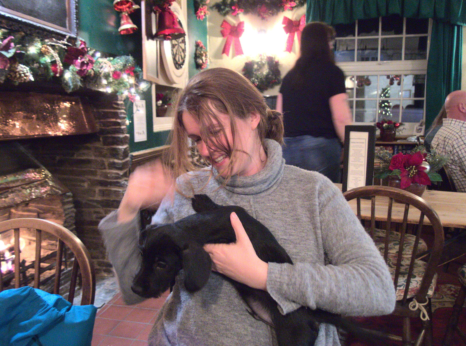 Isobel and a wriggly puppy from Killerton House, Broadclyst, Devon - 30th December 2017