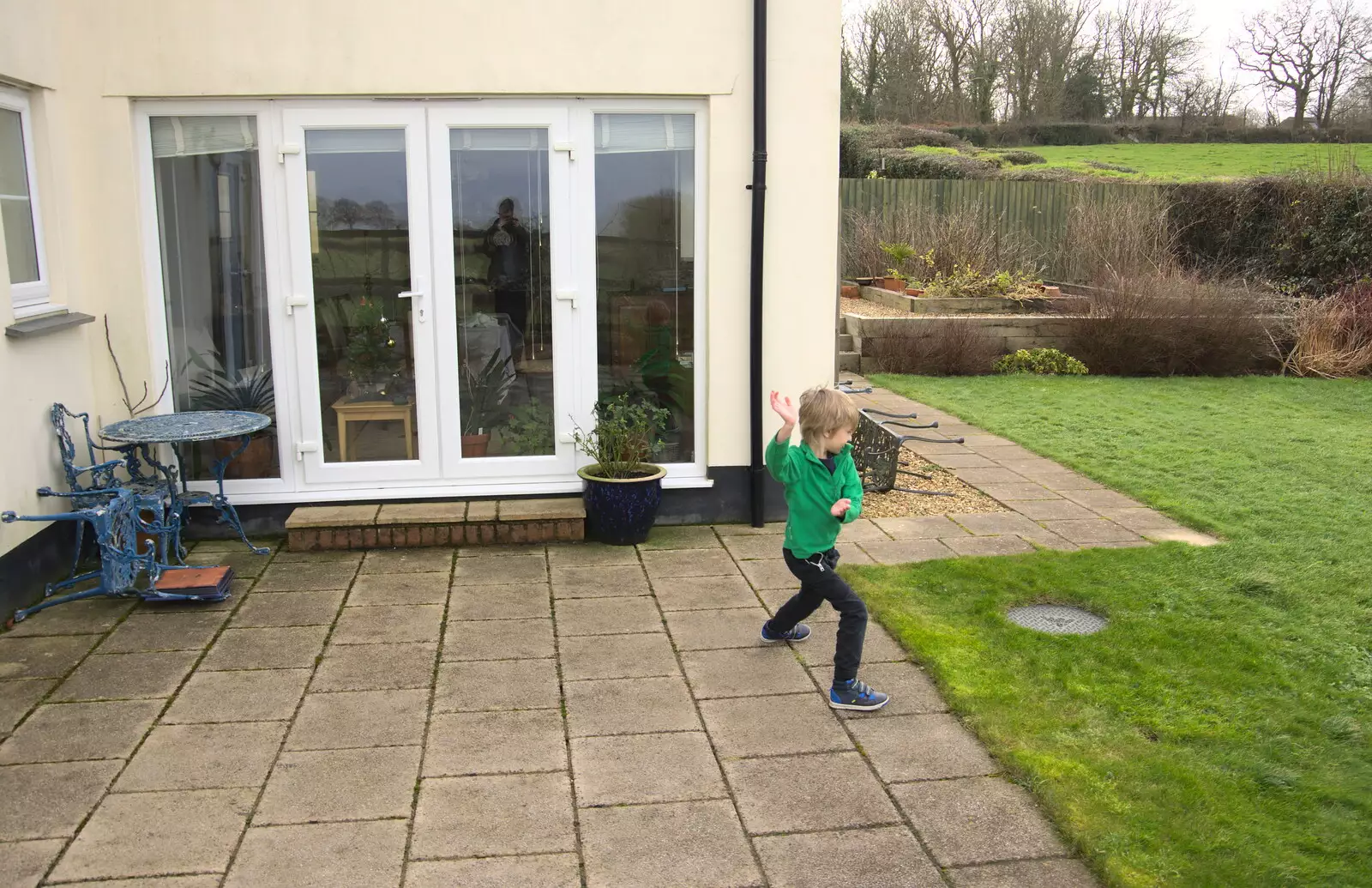 Harry does some (quite convincing-looking) Karate-style 'moves', from Killerton House, Broadclyst, Devon - 30th December 2017