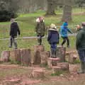 Fred and Harry run around on tree stumps, Killerton House, Broadclyst, Devon - 30th December 2017