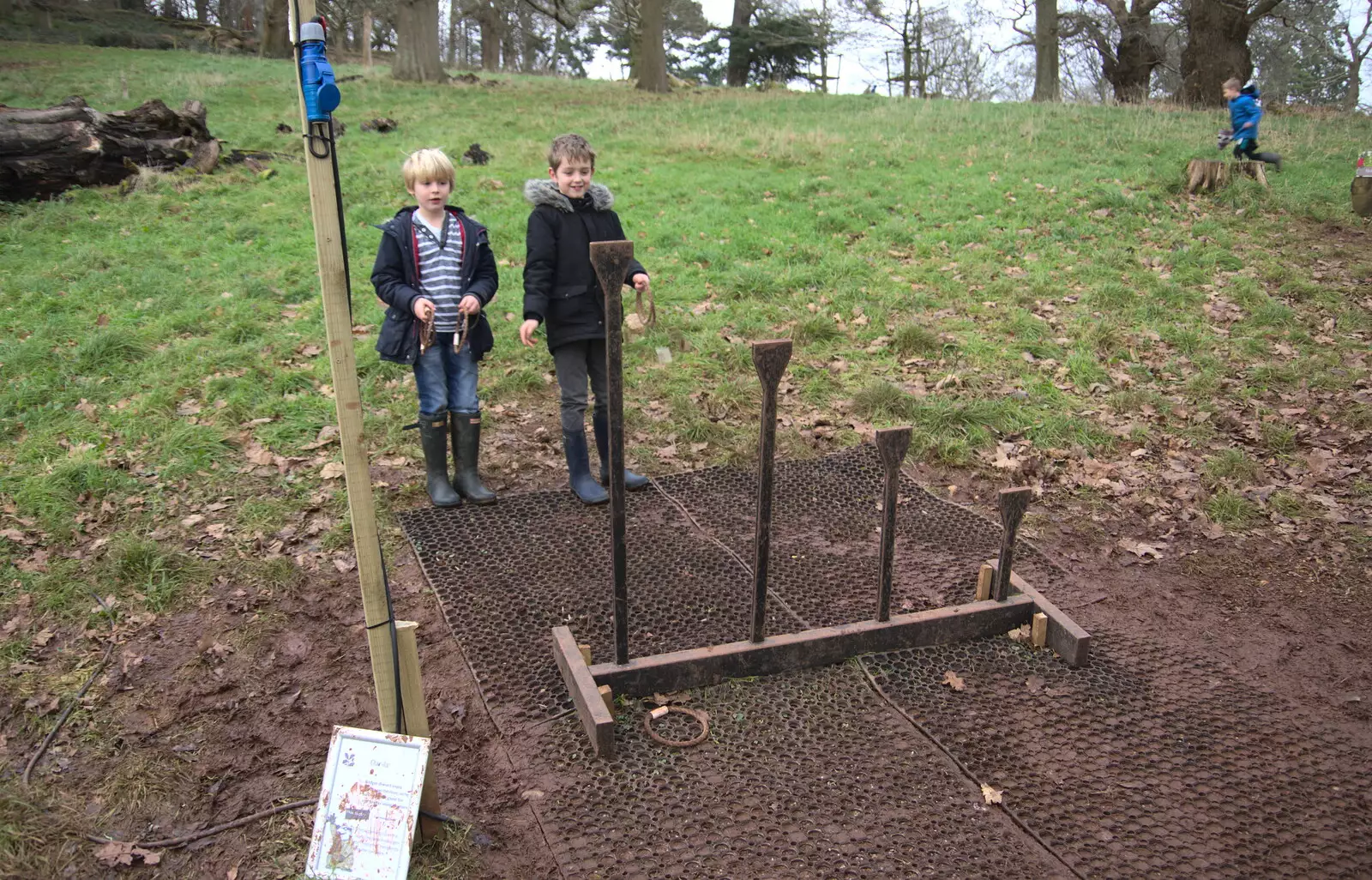 Fred has a go at quoits, from Killerton House, Broadclyst, Devon - 30th December 2017