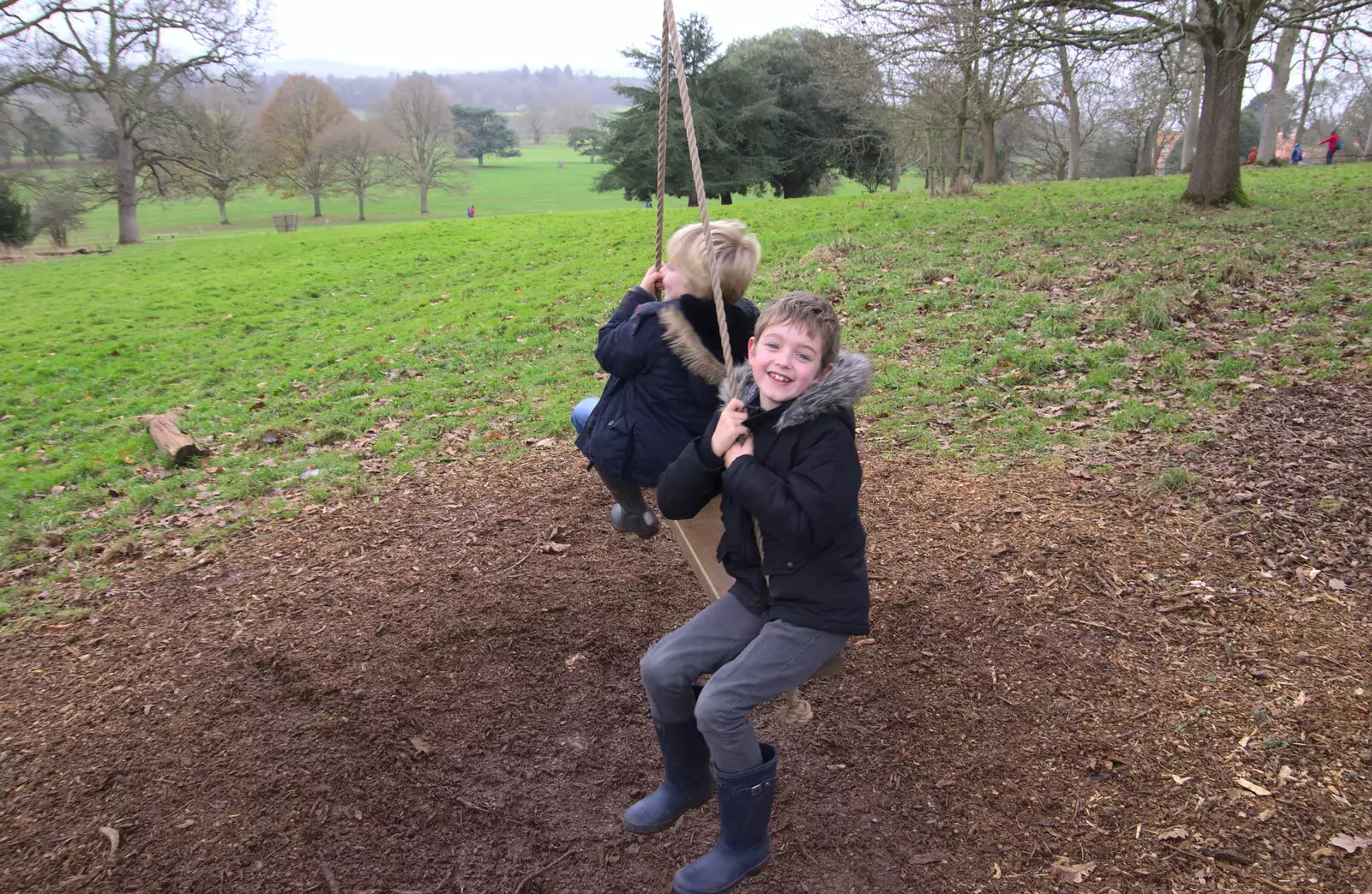 Fred on a swing, from Killerton House, Broadclyst, Devon - 30th December 2017