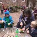 Sis chops up a sandwich, Killerton House, Broadclyst, Devon - 30th December 2017