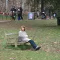 Mother sits on a bench, Killerton House, Broadclyst, Devon - 30th December 2017