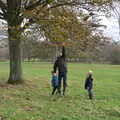 Matt jumps up to grab a tree, Killerton House, Broadclyst, Devon - 30th December 2017