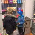 Fred and Harry in the National Trust shop, Killerton House, Broadclyst, Devon - 30th December 2017