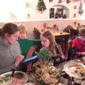 Isobel sets the tablet up, New Year's Eve in Spreyton, Devon - 31st December 2017