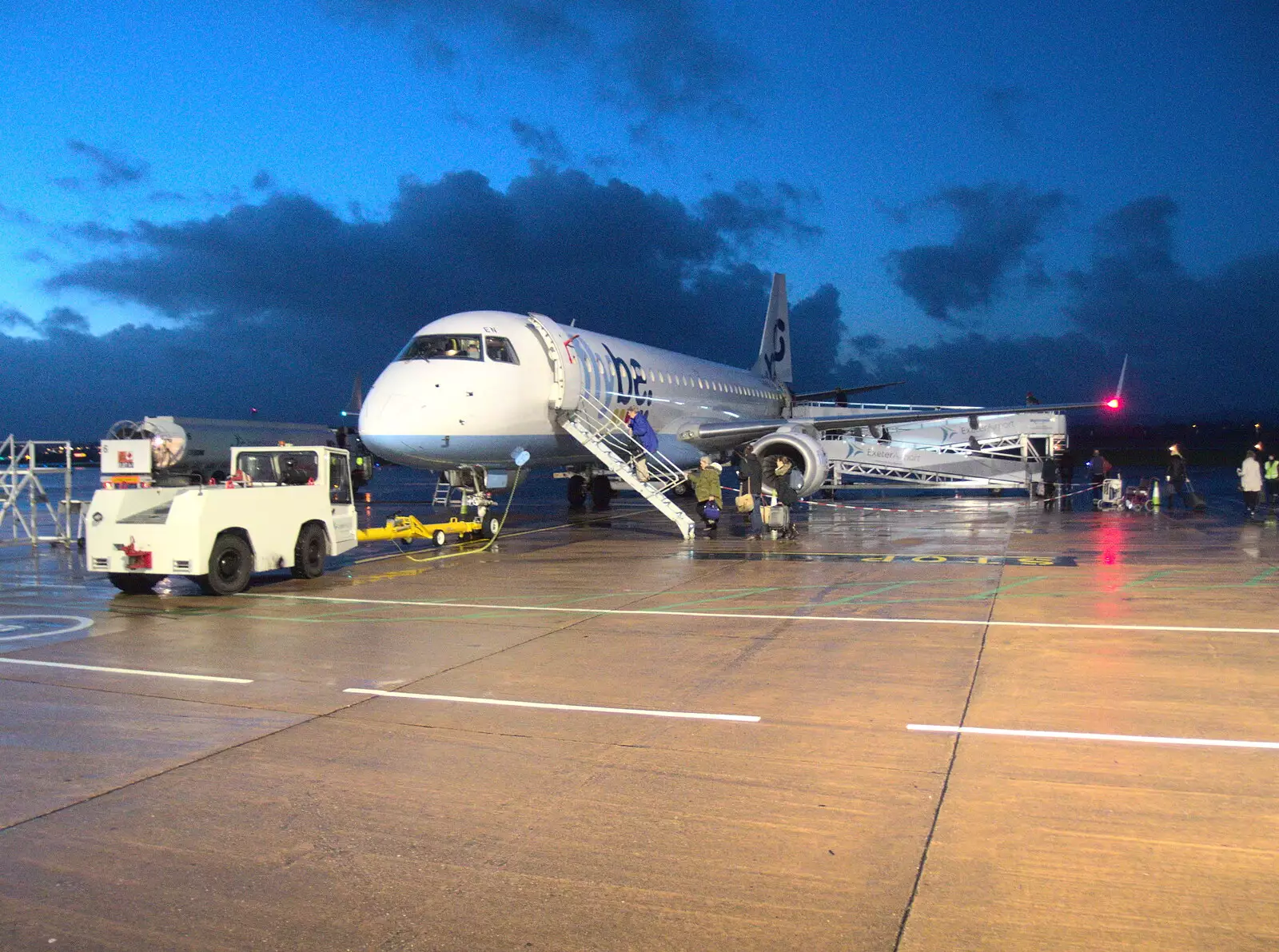 Our aircraft waits on the tarmac at Exeter, from New Year's Eve in Spreyton, Devon - 31st December 2017