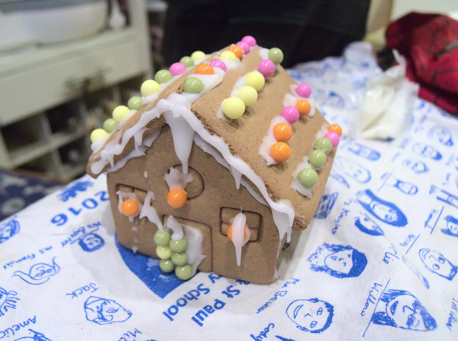 Fred's iced gingerbread house, from New Year's Eve in Spreyton, Devon - 31st December 2017