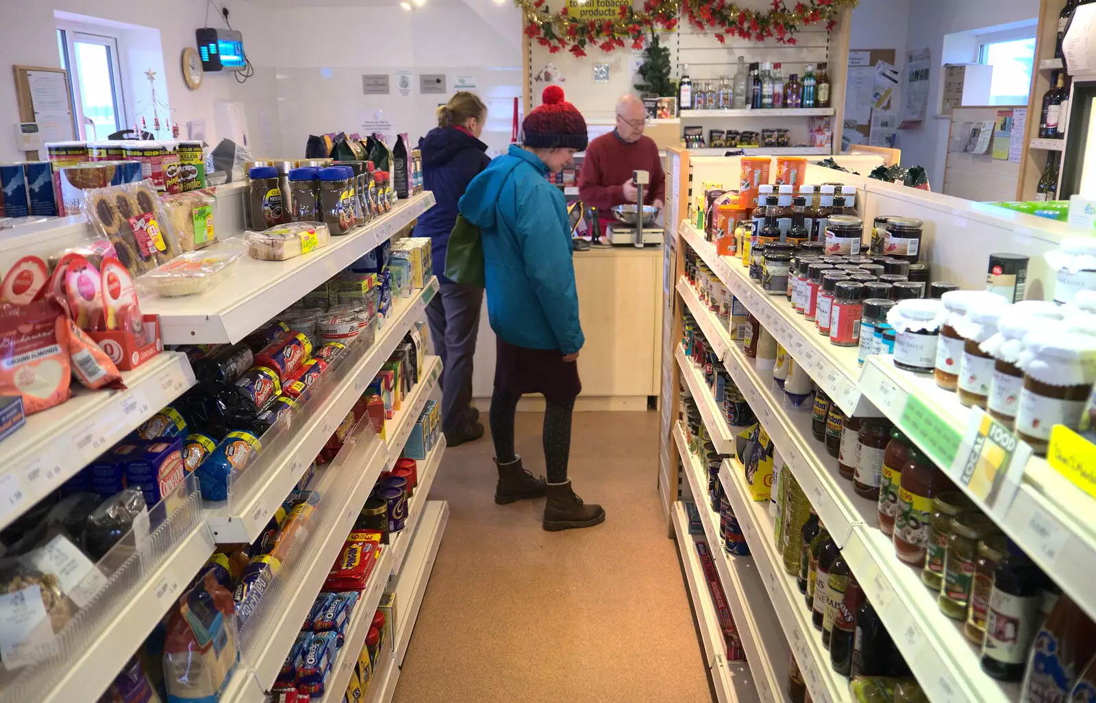 Isobel in the Spreyton village shop, from New Year's Eve in Spreyton, Devon - 31st December 2017