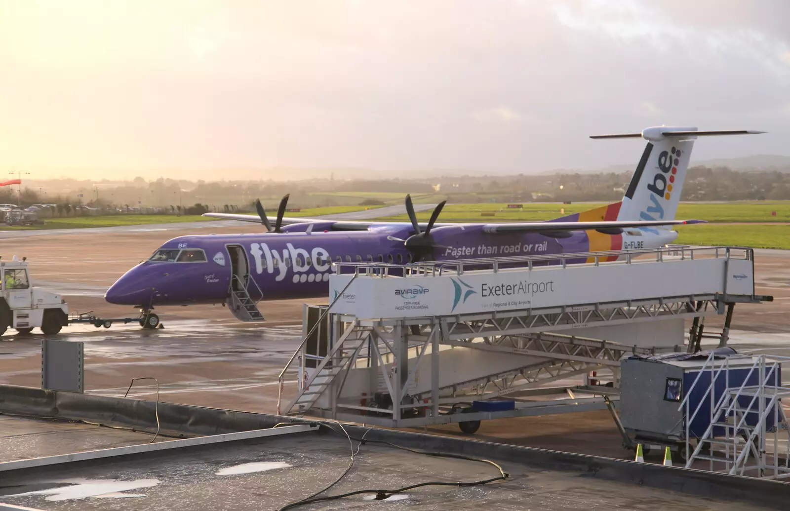 There's a FlyBe Dash-8 at Exeter, from New Year's Eve in Spreyton, Devon - 31st December 2017