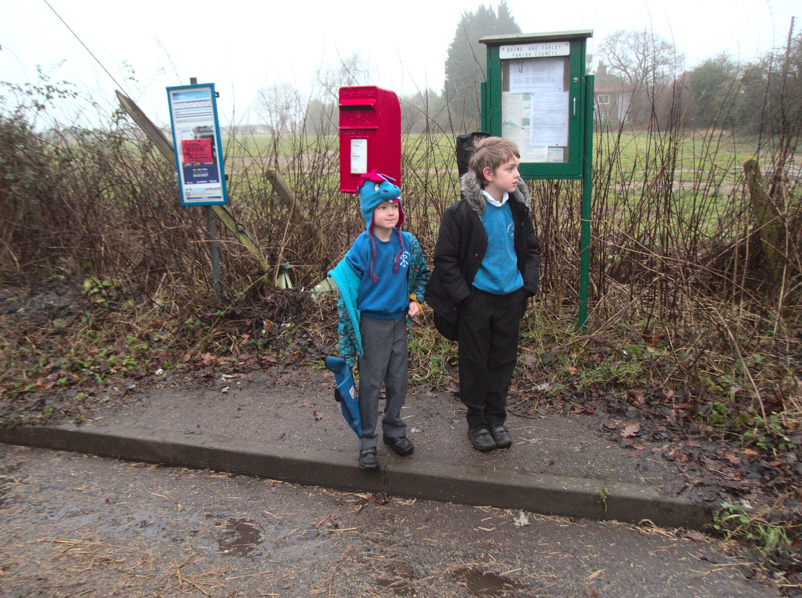 The boys wait at the bus stop from January Misc: Haircut 100, Diss, Norfolk - 14th January 2018