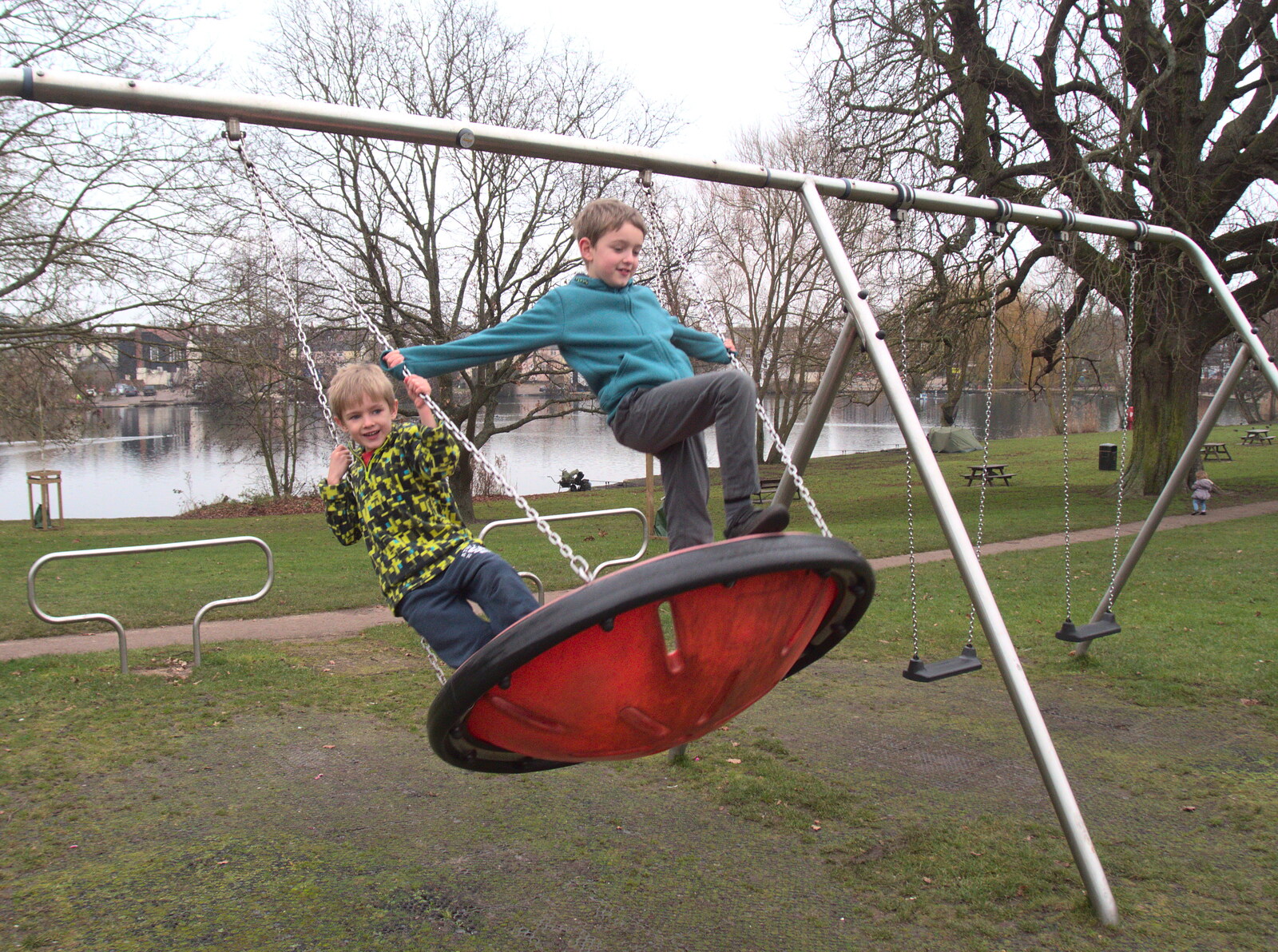 The boys on a swing from January Misc: Haircut 100, Diss, Norfolk - 14th January 2018