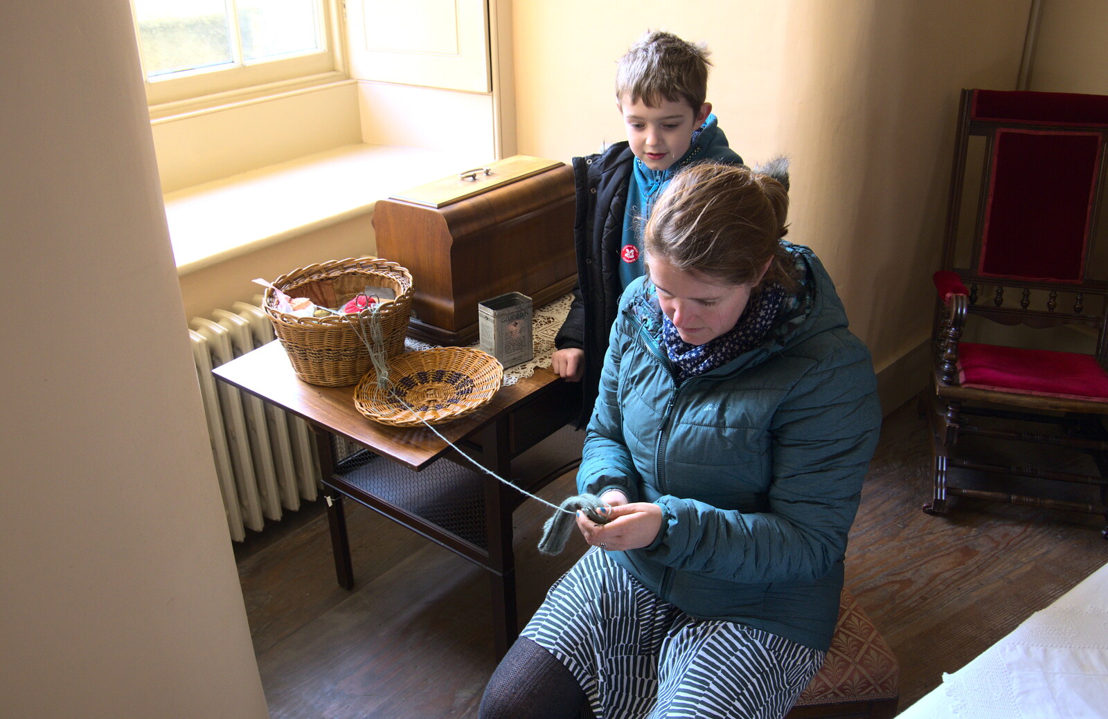 Isobel does a spot of knitting from Life Below Stairs, Ickworth House, Horringer, Suffolk - 28th January 2018