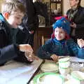 The boys have fun with some old sugar tongs, Life Below Stairs, Ickworth House, Horringer, Suffolk - 28th January 2018