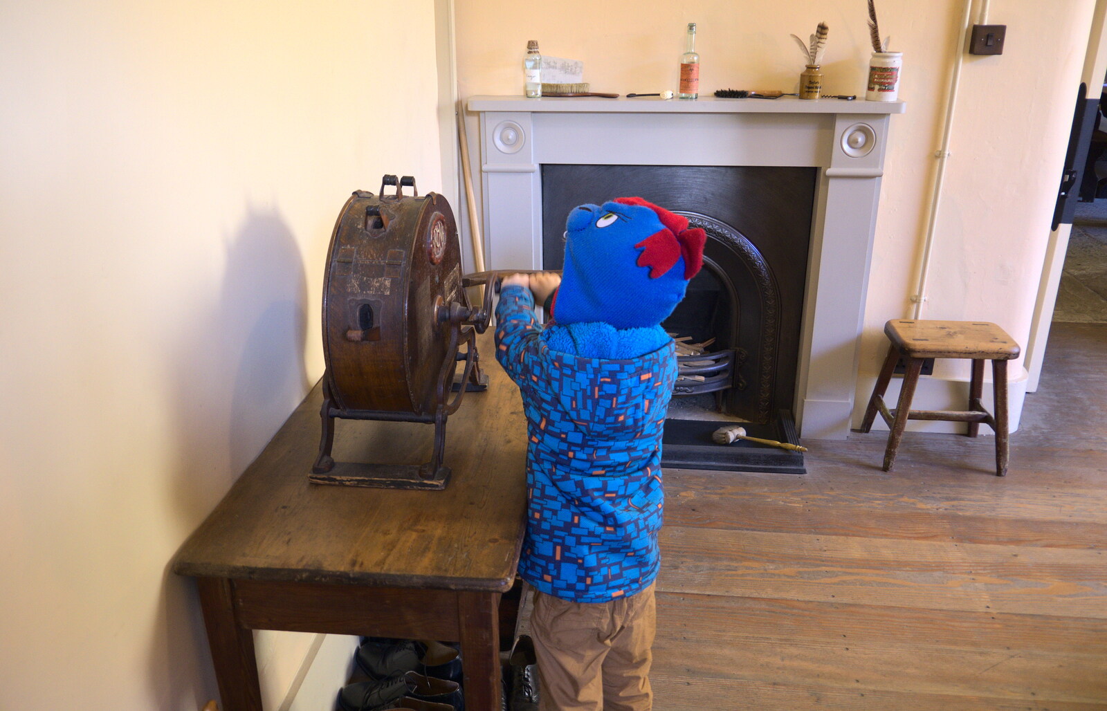 Harry winds something up from Life Below Stairs, Ickworth House, Horringer, Suffolk - 28th January 2018