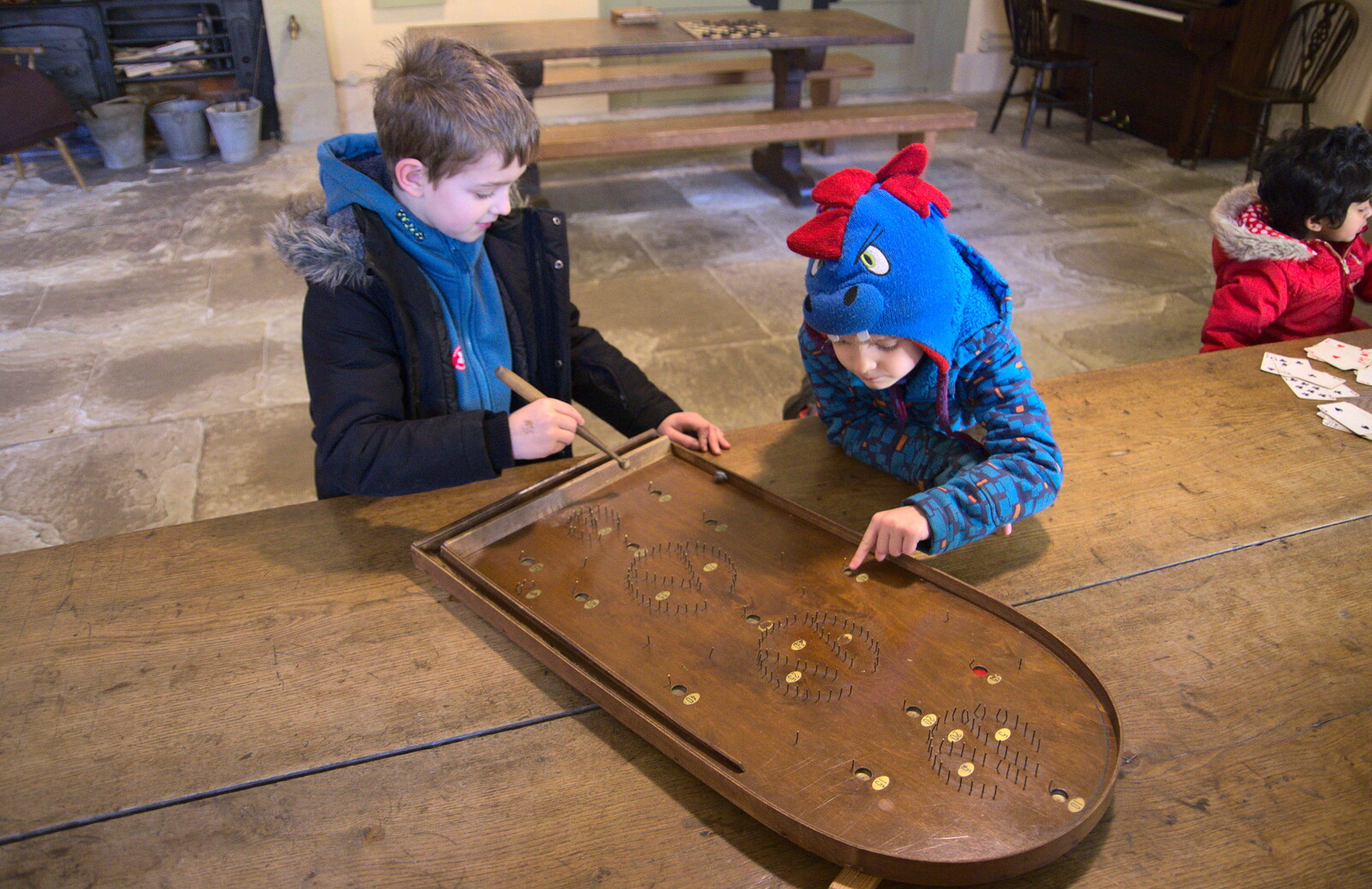The boys play an early Bagatelle from Life Below Stairs, Ickworth House, Horringer, Suffolk - 28th January 2018