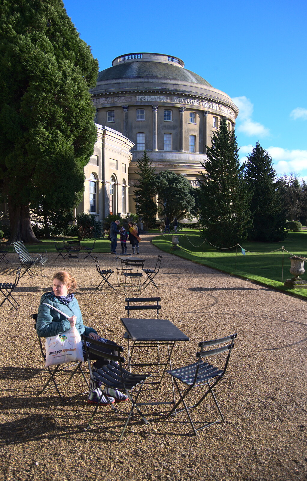 Isobel sits outside the orangery from Life Below Stairs, Ickworth House, Horringer, Suffolk - 28th January 2018