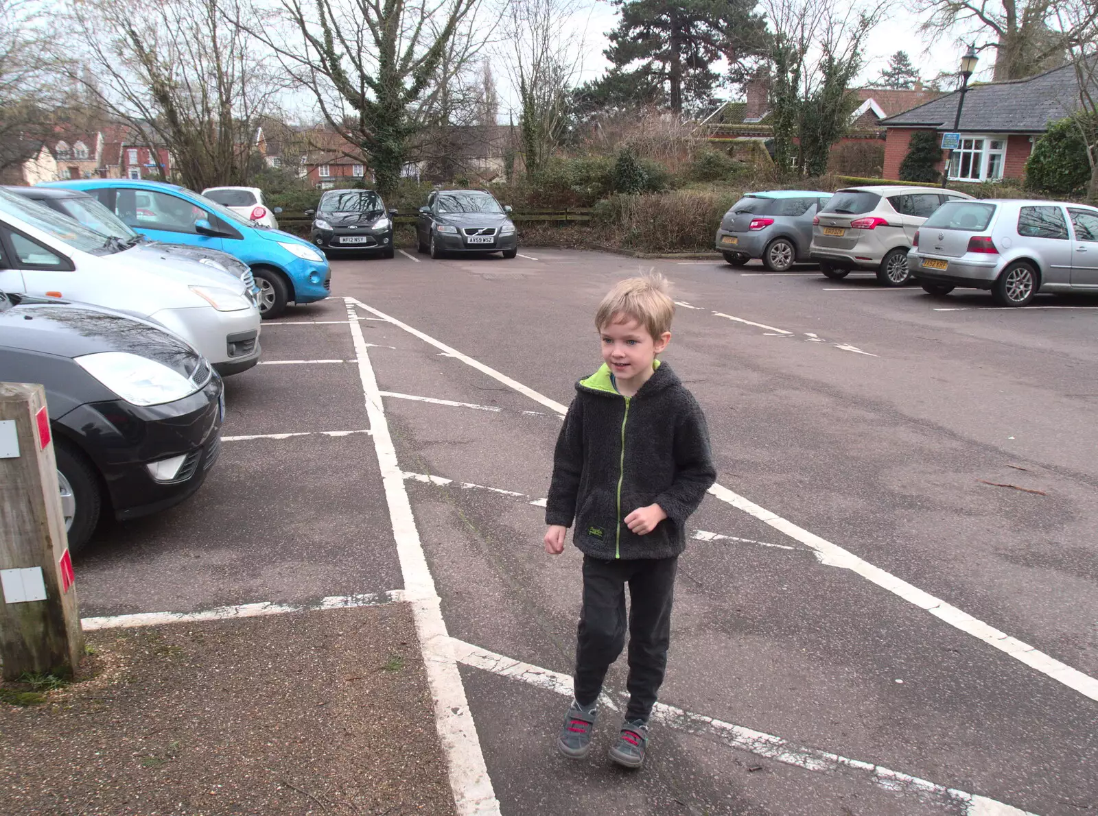 Harry in Shelfanger Road car park in Diss, from Paddington Fire Alarms and Mere Moments Café, Diss, Norfolk - 2nd February 2018