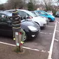 Fred does some balancing on a post, Paddington Fire Alarms and Mere Moments Café, Diss, Norfolk - 2nd February 2018