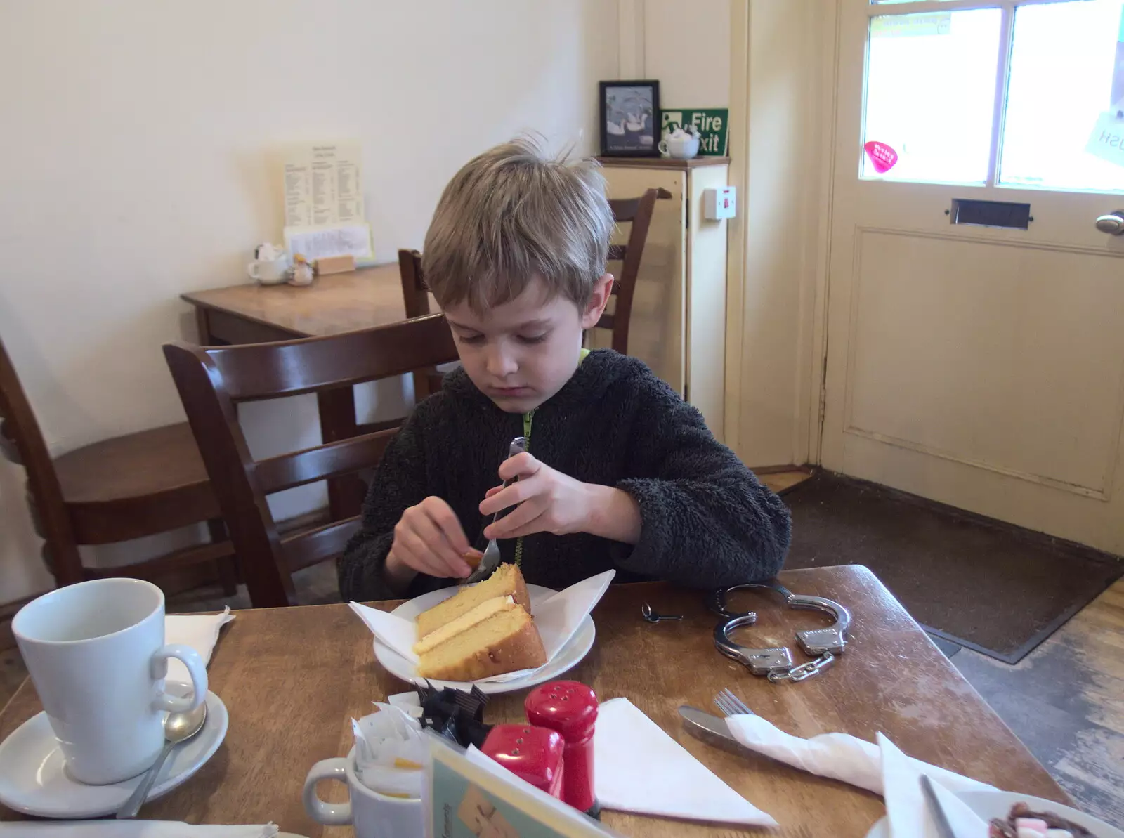 Harry got a large piece of cake, from Paddington Fire Alarms and Mere Moments Café, Diss, Norfolk - 2nd February 2018