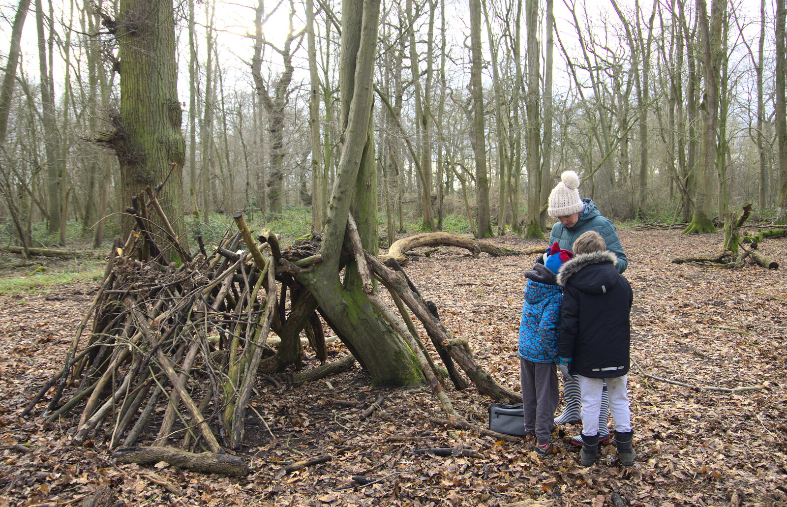 We build a smaller den nearby from A Return to Thornham Walks, Suffolk - 4th February 2018
