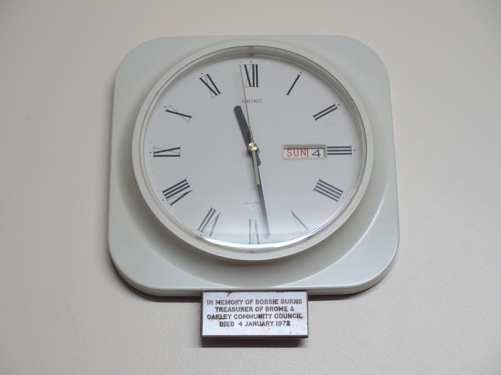 A 1972 clock in Brome village hall from Quizzes and Library Books: a February Miscellany, Diss and Eye - 10th February 2018