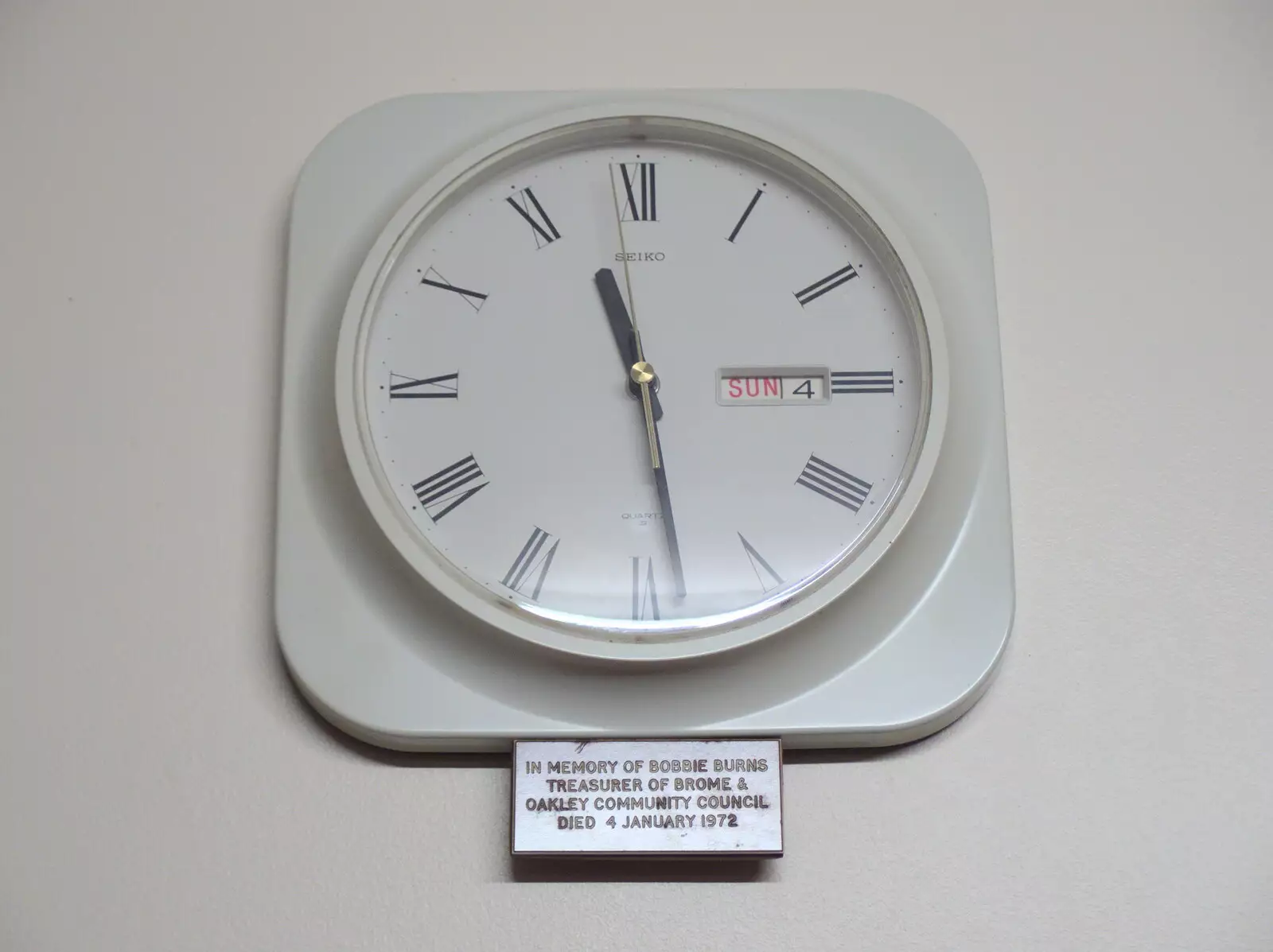 A 1972 clock in Brome village hall, from Quizzes and Library Books: a February Miscellany, Diss and Eye - 10th February 2018