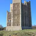 The boys run up the Orford Castle motte, An Orford Day Out, Orford, Suffolk - 17th February 2018