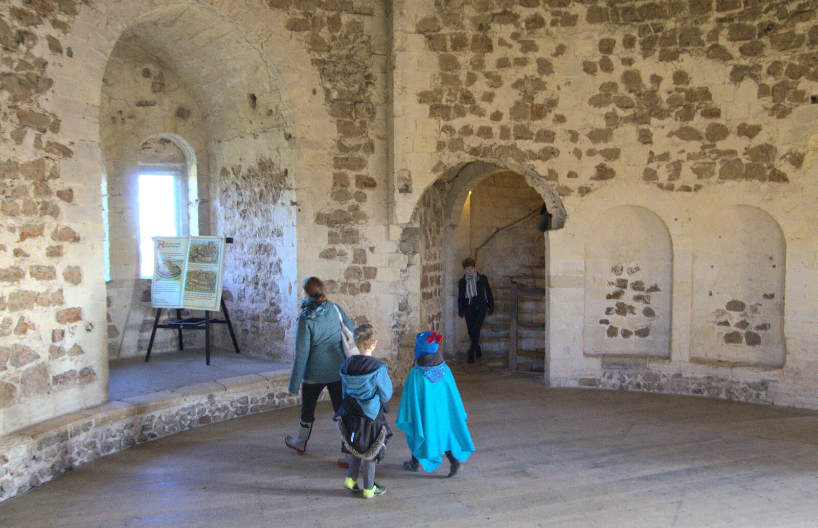The gang roam around inside Orford castle from An Orford Day Out, Orford, Suffolk - 17th February 2018