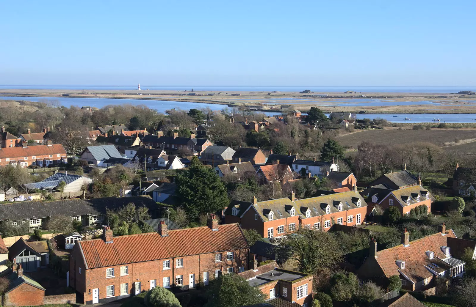 The town of Orford, with the Ness lighthouse in the background, from An Orford Day Out, Orford, Suffolk - 17th February 2018