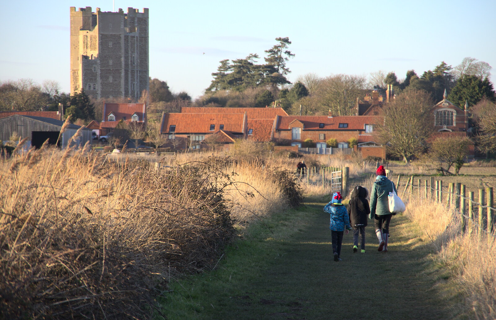 We walk over the marshes back to the castle from An Orford Day Out, Orford, Suffolk - 17th February 2018