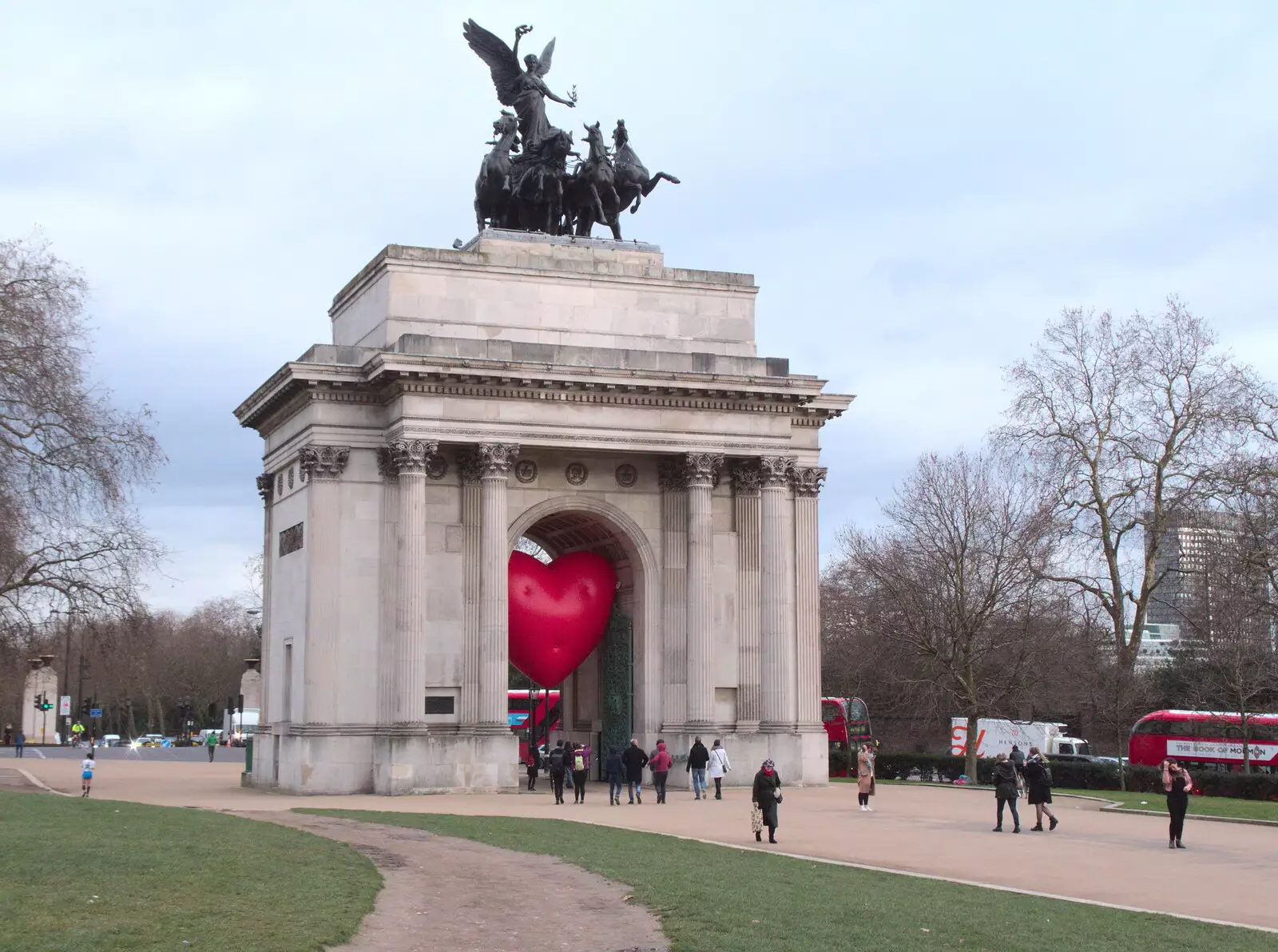 There's an inflatable heart in Wellington Memorial, from A Walk Around Eye, and the Return of Red Tent, Suffolk and London - 25th February 2018