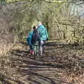 The gang up a footpath, A Walk Around Eye, and the Return of Red Tent, Suffolk and London - 25th February 2018