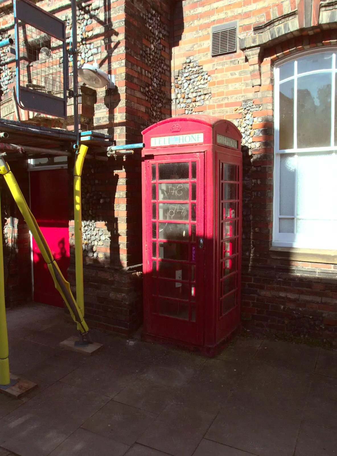 The K6 phonebox by the Town Hall is looking jaded, from A Walk Around Eye, and the Return of Red Tent, Suffolk and London - 25th February 2018