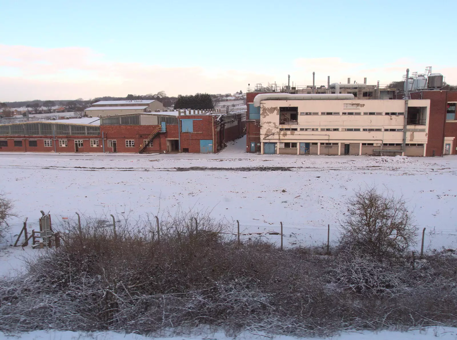 There's snow at the Xylotol factory in Brantham, from Snowmageddon: The Beast From the East, Suffolk and London - 27th February 2018