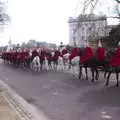 The marching band heads off past Buckingham Palace, Snowmageddon: The Beast From the East, Suffolk and London - 27th February 2018