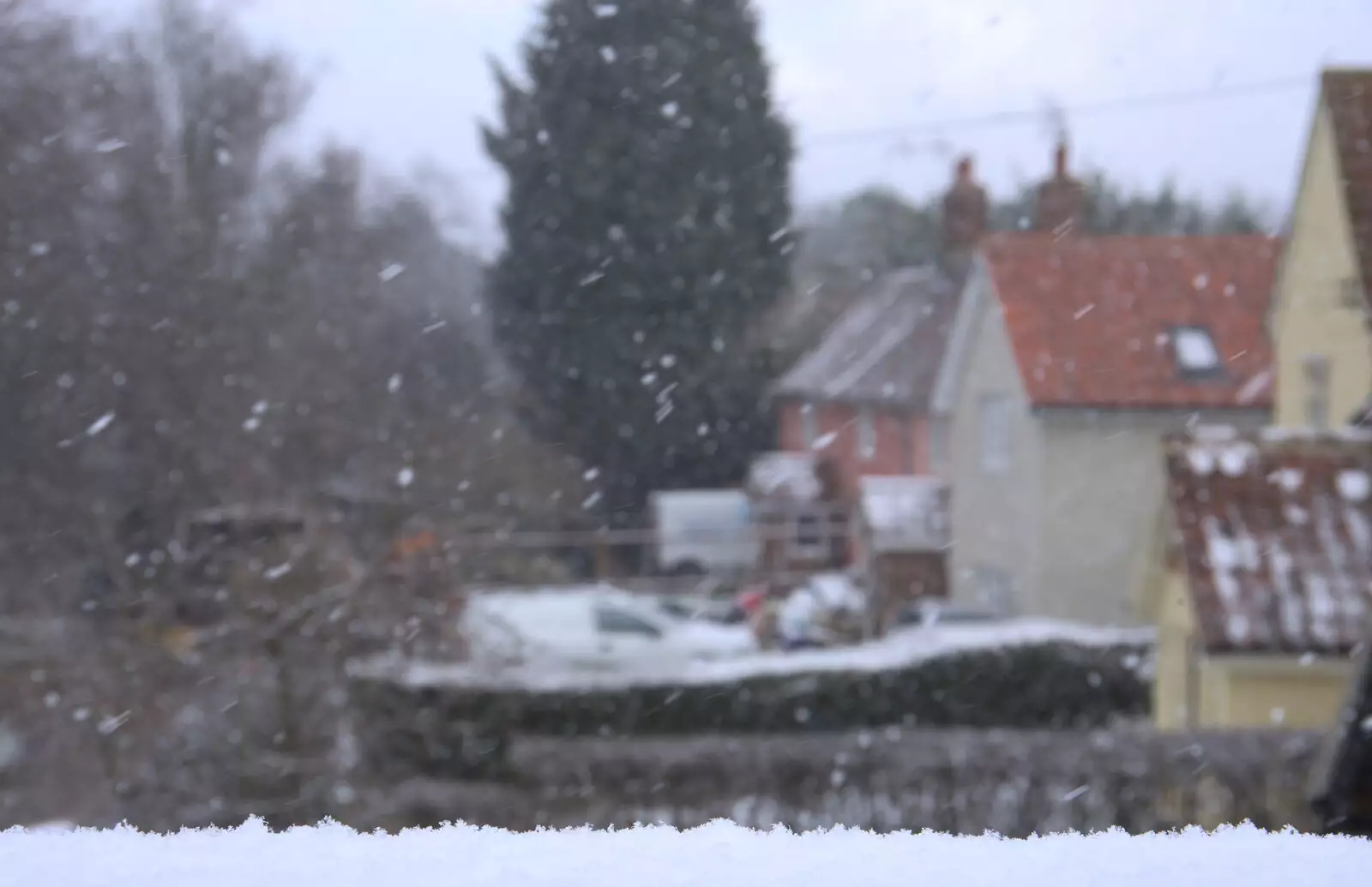 A layer of snow on the office window, from Snowmageddon: The Beast From the East, Suffolk and London - 27th February 2018