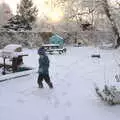 Harry plays in the garden, Snowmageddon: The Beast From the East, Suffolk and London - 27th February 2018