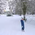 Harry looks back as he heads back home, The Beast From the East: Snow Days, Brome, Suffolk - 28th February 2018