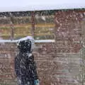 Fred stands by the shed, The Beast From the East: Snow Days, Brome, Suffolk - 28th February 2018