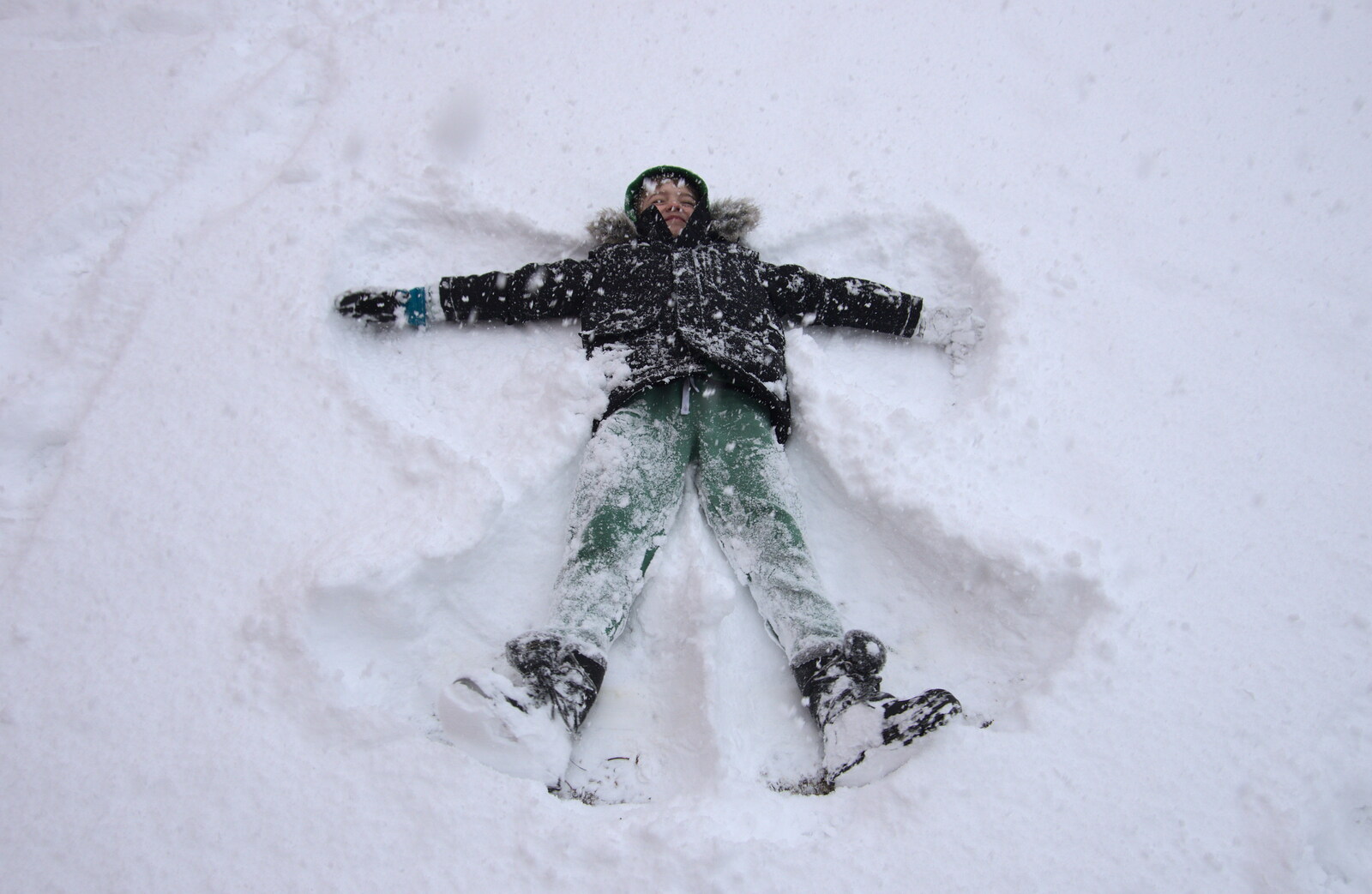 Fred makes a proper snow angel from The Beast From the East: Snow Days, Brome, Suffolk - 28th February 2018