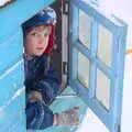 Harry peers out of his house, The Beast From the East: Snow Days, Brome, Suffolk - 28th February 2018