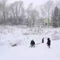 Sledging near the lake, The Beast From the East: Snow Days, Brome, Suffolk - 28th February 2018