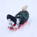 Isobel slides down the hill, The Beast From the East: Snow Days, Brome, Suffolk - 28th February 2018